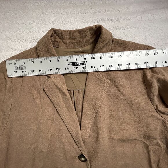 J. Jill Womens Brown Button-Front Linen Blazer Jacket Medium Pockets Career - Picture 7 of 9
